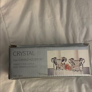 Crystal 2 pc Candle Holder Set NIB never used
